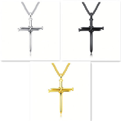 Christmas Cross Pendant Necklace Stainless Steel