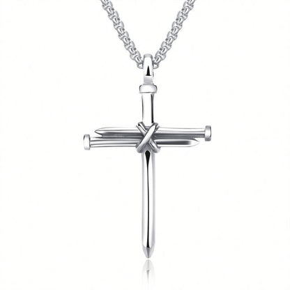 Christmas Cross Pendant Necklace Stainless Steel