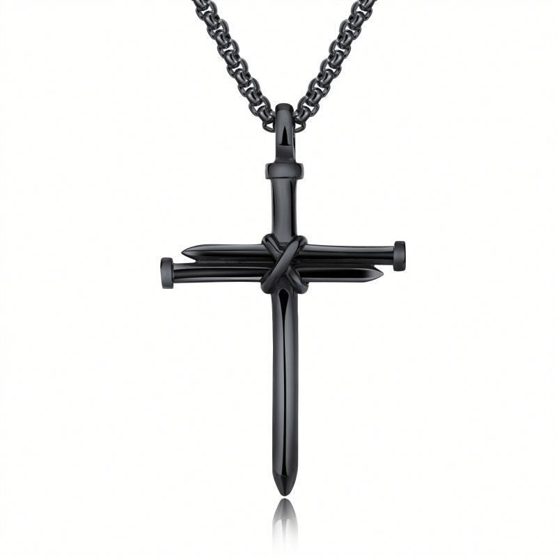 Christmas Cross Pendant Necklace Stainless Steel