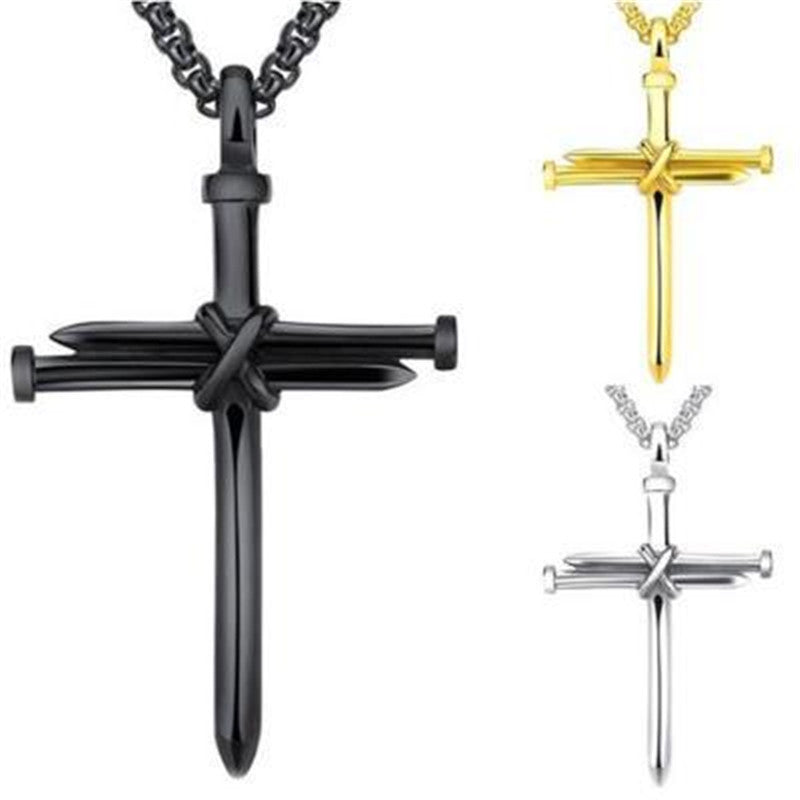 Christmas Cross Pendant Necklace Stainless Steel