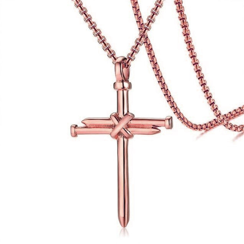 Christmas Cross Pendant Necklace Stainless Steel