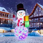 5ft Giant Rotating LED Snowman Inflatable Christmas Decoration with Vibrant Lighting