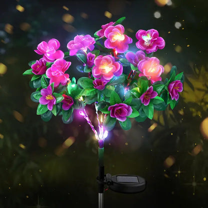 2 Pcs-Solar Powered Flower Lights with 21 LED Blossoms