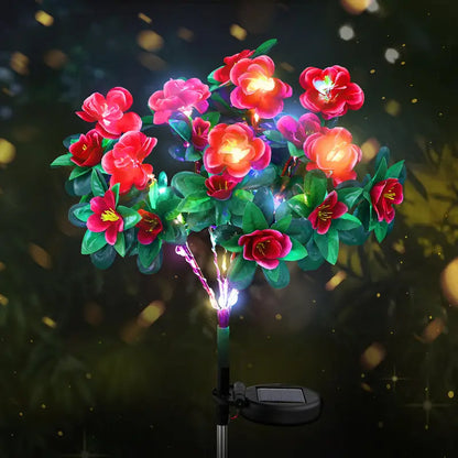 2 Pcs-Solar Powered Flower Lights with 21 LED Blossoms