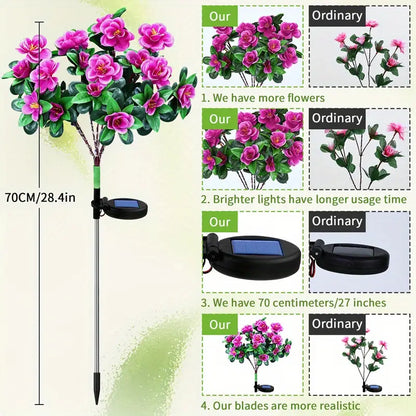 2 Pcs-Solar Powered Flower Lights with 21 LED Blossoms