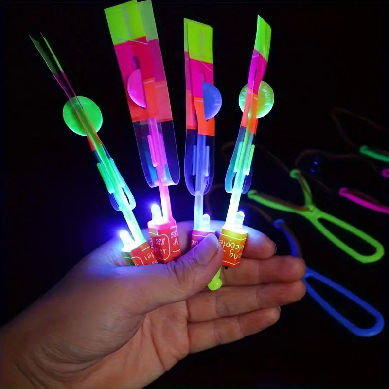 8PCS LED Lighting Up Luminous Toy, Flying Slingshot, Flying Toys