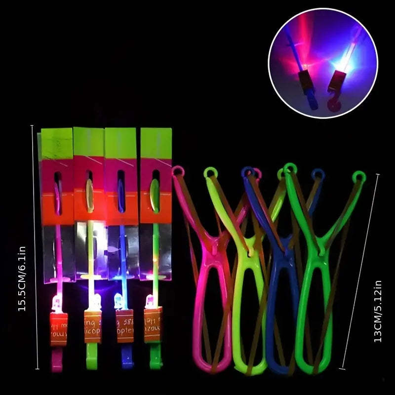 8PCS LED Lighting Up Luminous Toy, Flying Slingshot, Flying Toys