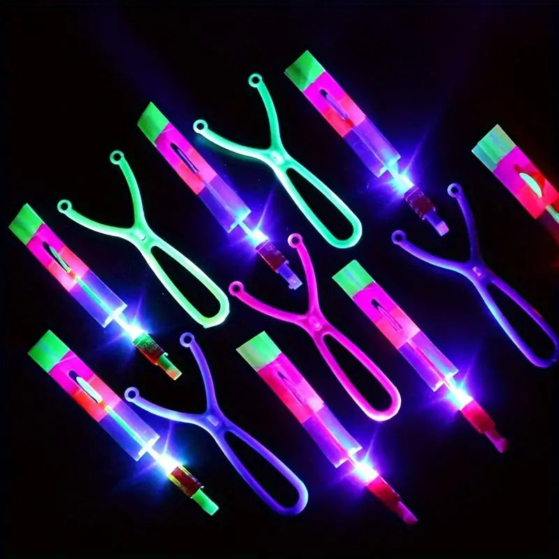 8PCS LED Lighting Up Luminous Toy, Flying Slingshot, Flying Toys