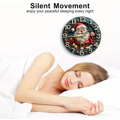 Christmas Santa Claus Wall Clock, Silent Quartz Movement