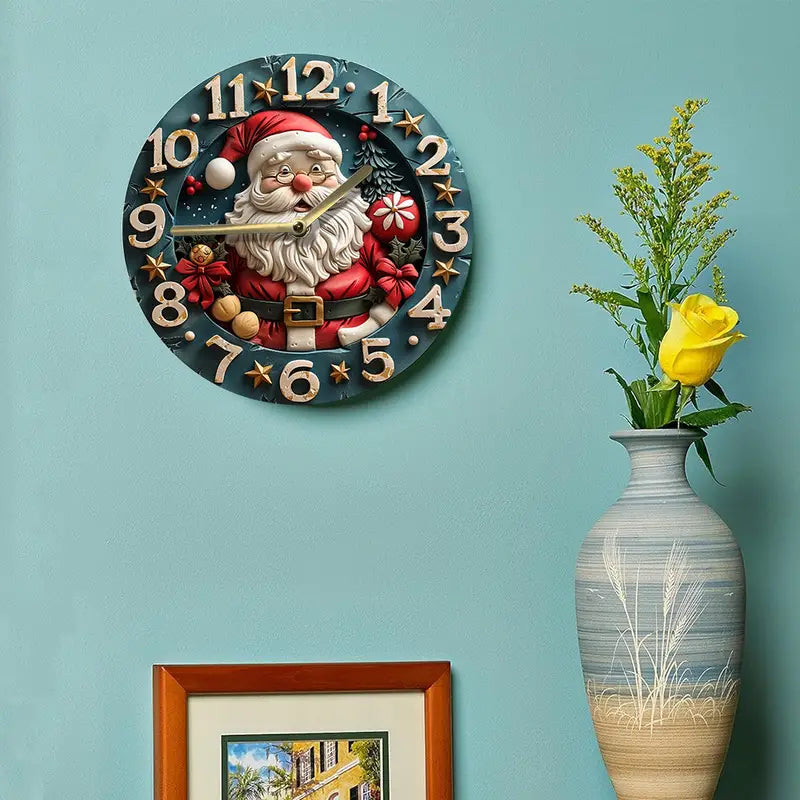 Christmas Santa Claus Wall Clock, Silent Quartz Movement