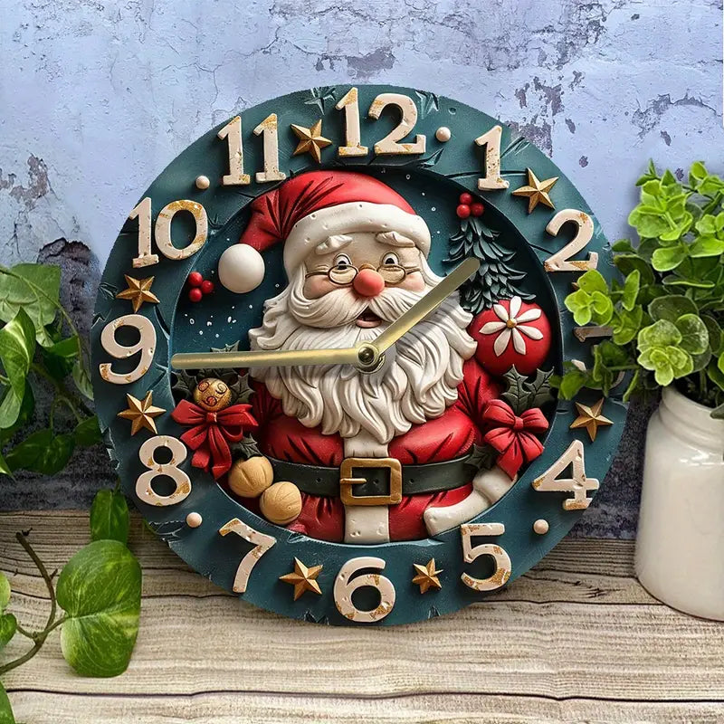 Christmas Santa Claus Wall Clock, Silent Quartz Movement