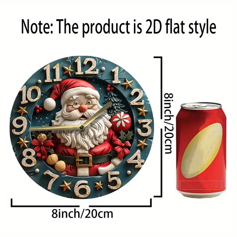 Christmas Santa Claus Wall Clock, Silent Quartz Movement