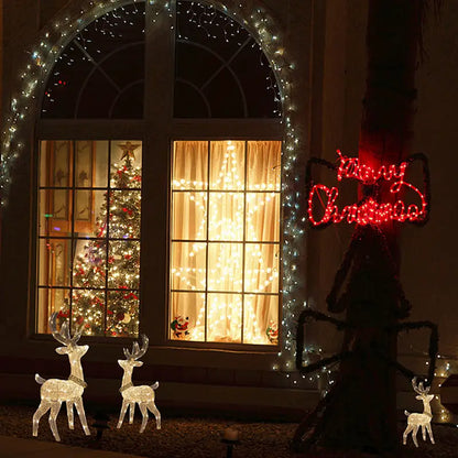 hristmas Reindeer Outdoor Decorations Lighted Reindeer Yard Decorations 3D White Deer Christmas