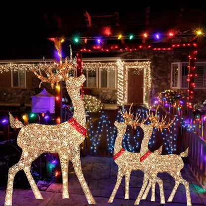 hristmas Reindeer Outdoor Decorations Lighted Reindeer Yard Decorations 3D White Deer Christmas