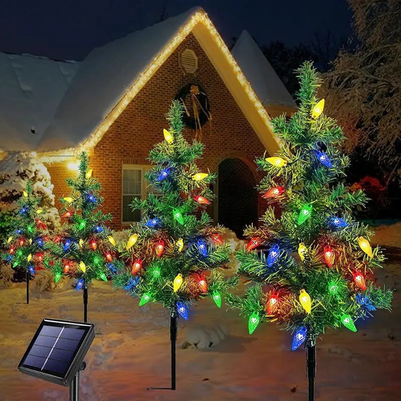 4pcs Solar Christmas Decoration Stake Lights Christmas Tree