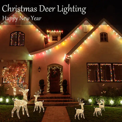 hristmas Reindeer Outdoor Decorations Lighted Reindeer Yard Decorations 3D White Deer Christmas