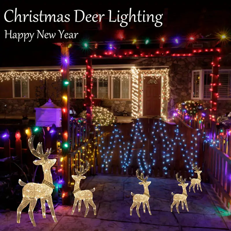 hristmas Reindeer Outdoor Decorations Lighted Reindeer Yard Decorations 3D White Deer Christmas