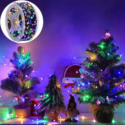 Christmas Tree Decoration, 100TF/300LED Dark Green Leather Thread Colorful Lights