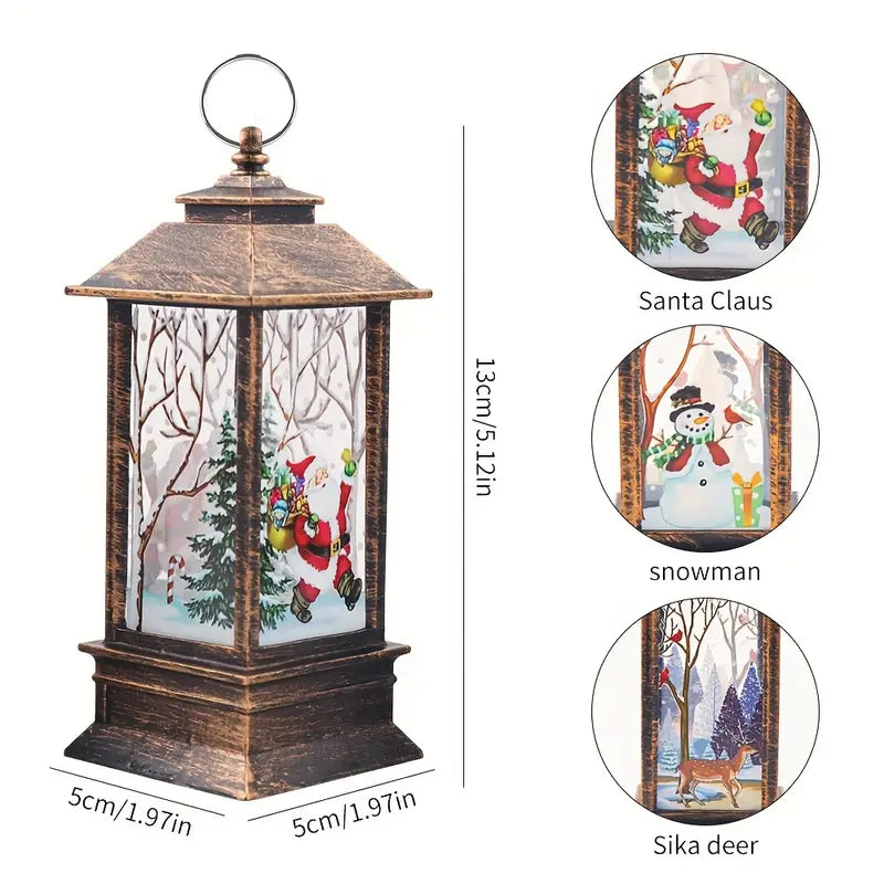 4pcs Whimsical Christmas Lantern Design Musical Boxes Figurines, Candlestick Nightlight Musical Boxes