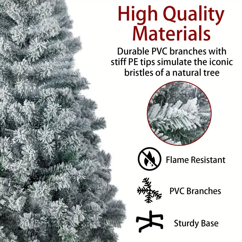 Snow Flocked Christmas Tree - Premium Hinged Artificial Pine Tree