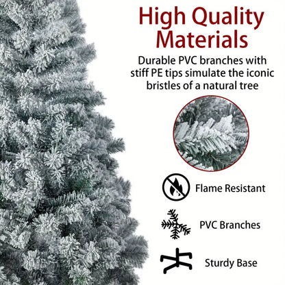 Snow Flocked Christmas Tree - Premium Hinged Artificial Pine Tree