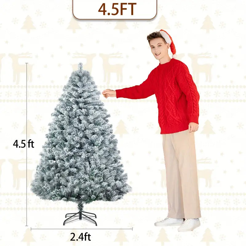 Snow Flocked Christmas Tree - Premium Hinged Artificial Pine Tree