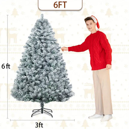 Snow Flocked Christmas Tree - Premium Hinged Artificial Pine Tree