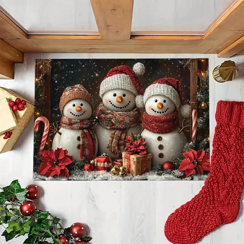 2-Pcs-Christmas Snowman Welcome Doormat