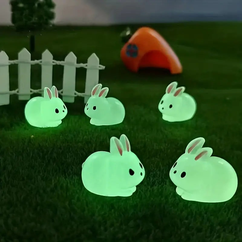 20pcs, Luminous Fat Rabbits, Moss Landscape Ornaments