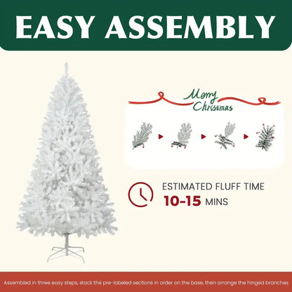 6ft White Artificial Pine Christmas Tree With Foldable Metal Stand