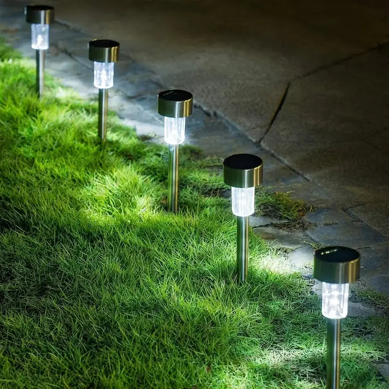 10 Pcs-Solar Garden Lights Outdoor, Stainless Steel LED Pathway Lights for Christmas