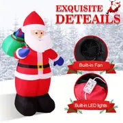 6Ft Inflatable Santa Claus LED Light Up Christmas Inflatable  Decoration