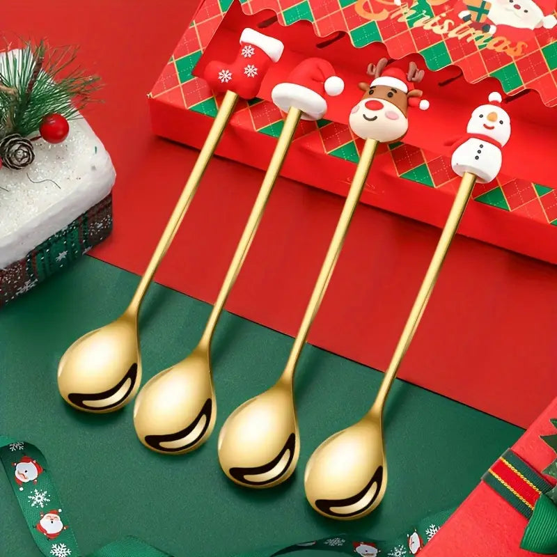 6pcs Christmas Spoon & Fork Set - Stainless Steel