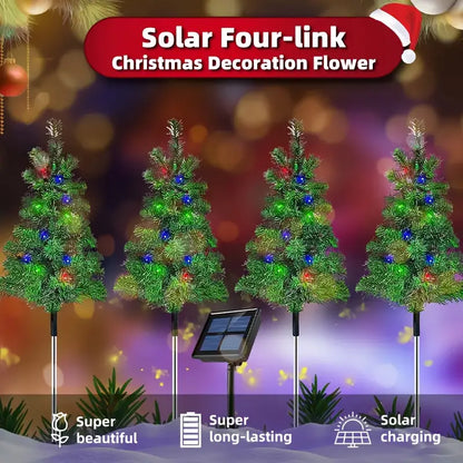 4pcs Solar Christmas Decoration Stake Lights Christmas Tree