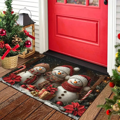 2-Pcs-Christmas Snowman Welcome Doormat