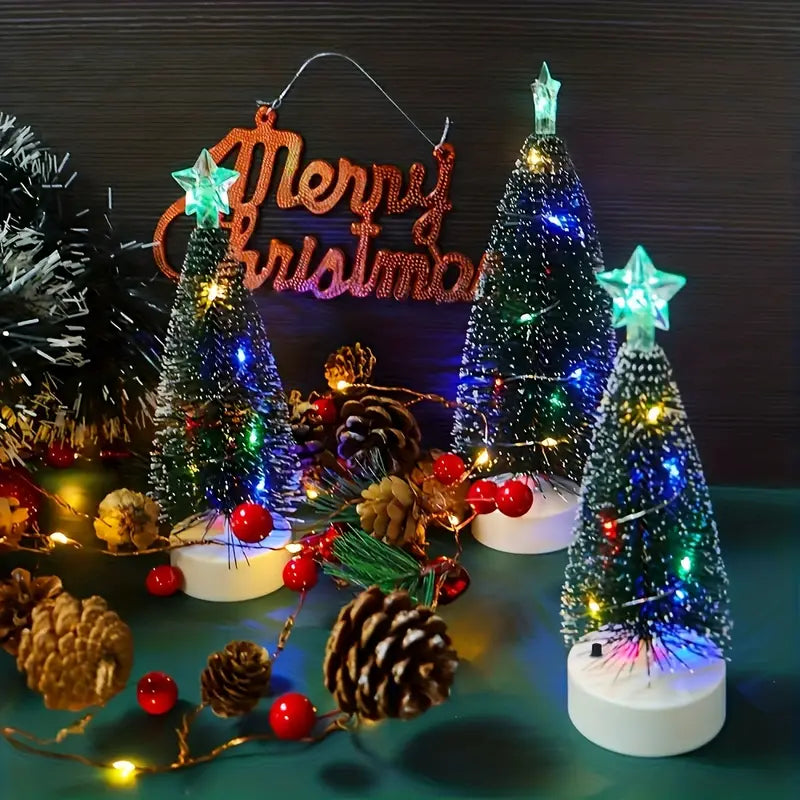 3pcs Desktop Decoration Miniature Christmas Tree Set Of 3 Sizes