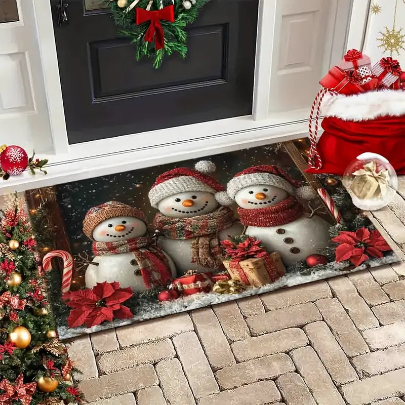 2-Pcs-Christmas Snowman Welcome Doormat