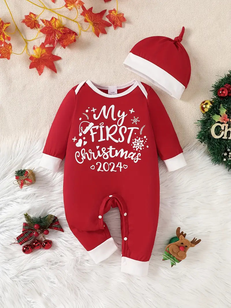 Baby's "My First Christmas 2024" Print Casual Long Sleeve