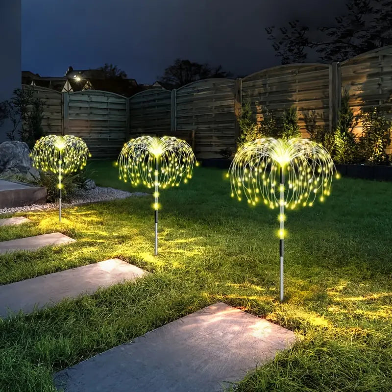 4 Pcs, Solar Luminous Pole Fireworks LED Lights, 8 Lighting Modes