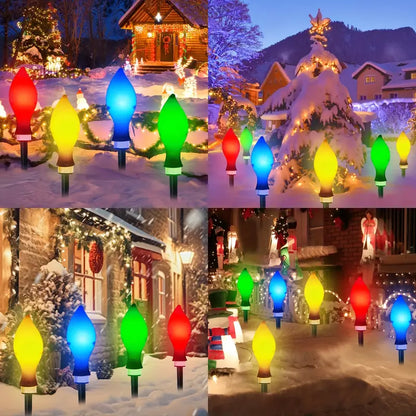 12pc Solar Christmas Lights, Flame-shaped Solar Garden Lights 8 Lighting Modes Solar String