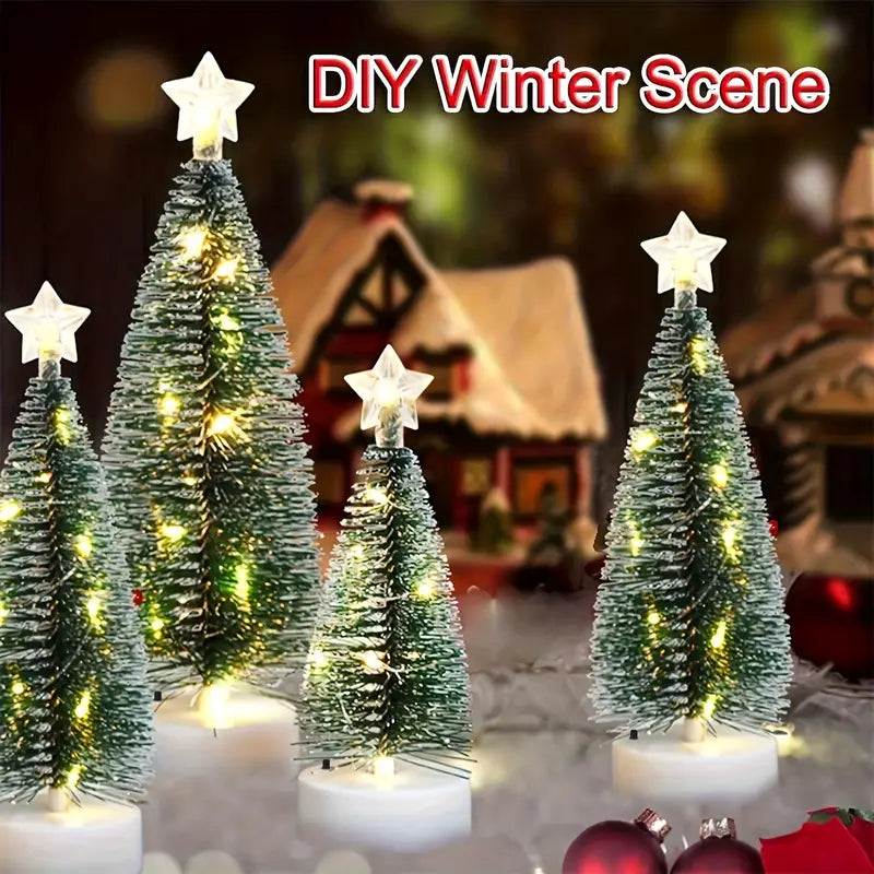 3pcs Desktop Decoration Miniature Christmas Tree Set Of 3 Sizes