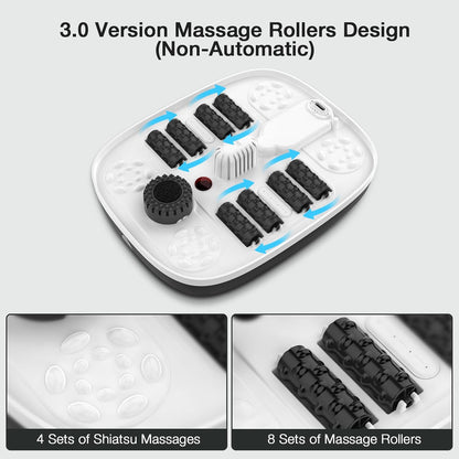 Collapsible Foot Spa with Heat, Bubble, Red Light, and Temperature Control, Foot Bath Massager with 8 Shiatsu Massage Rollers, Pedicure Foot Spa for Relaxation and Stress Relief