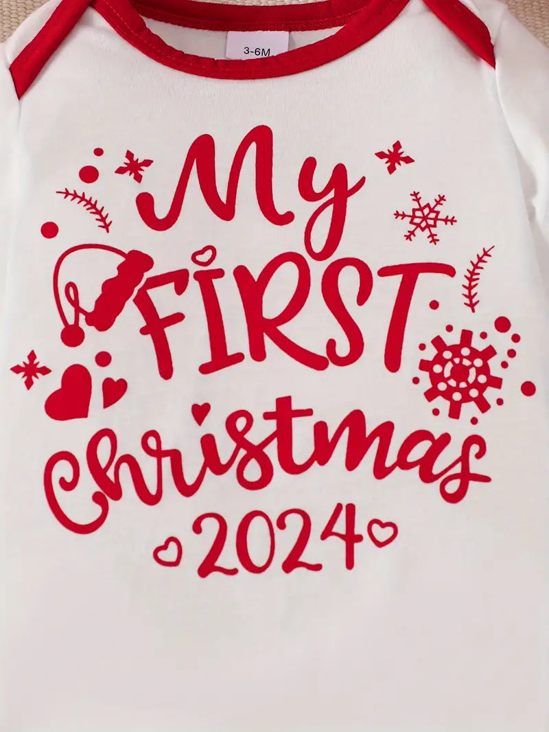 Baby's "My First Christmas 2024" Print Casual Long Sleeve