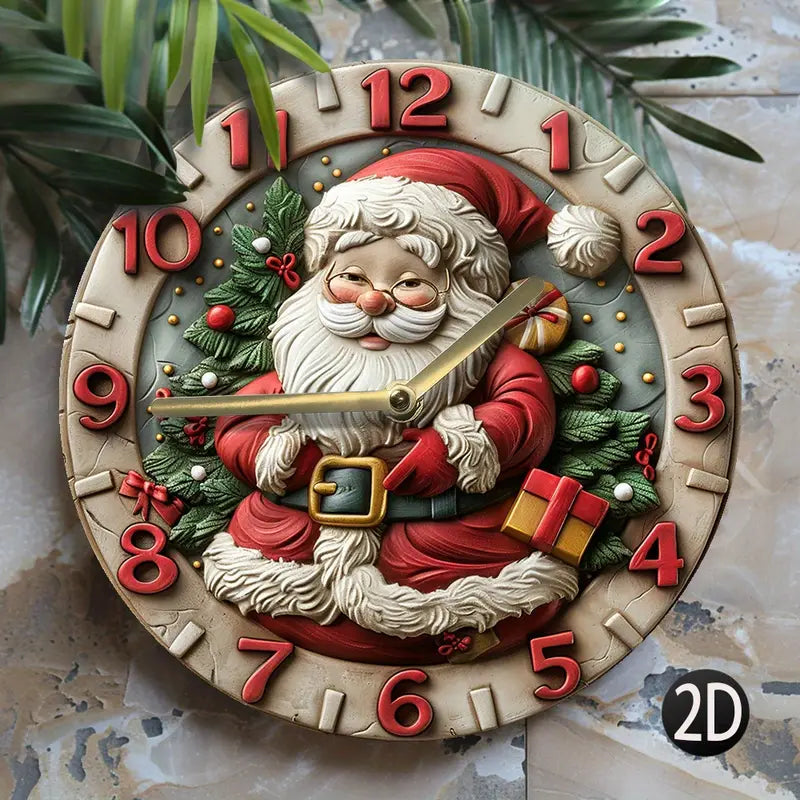 Christmas Santa Claus Wall Clock, Silent Quartz Movement