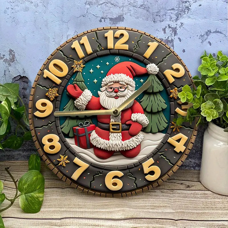 Christmas Santa Claus Wall Clock, Silent Quartz Movement