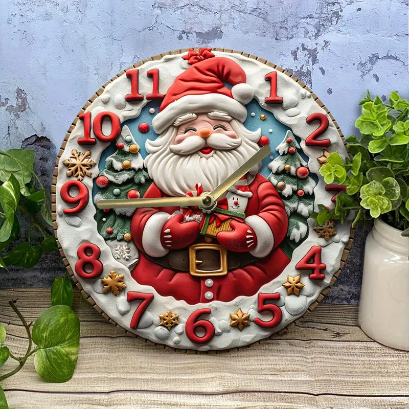 Christmas Santa Claus Wall Clock, Silent Quartz Movement