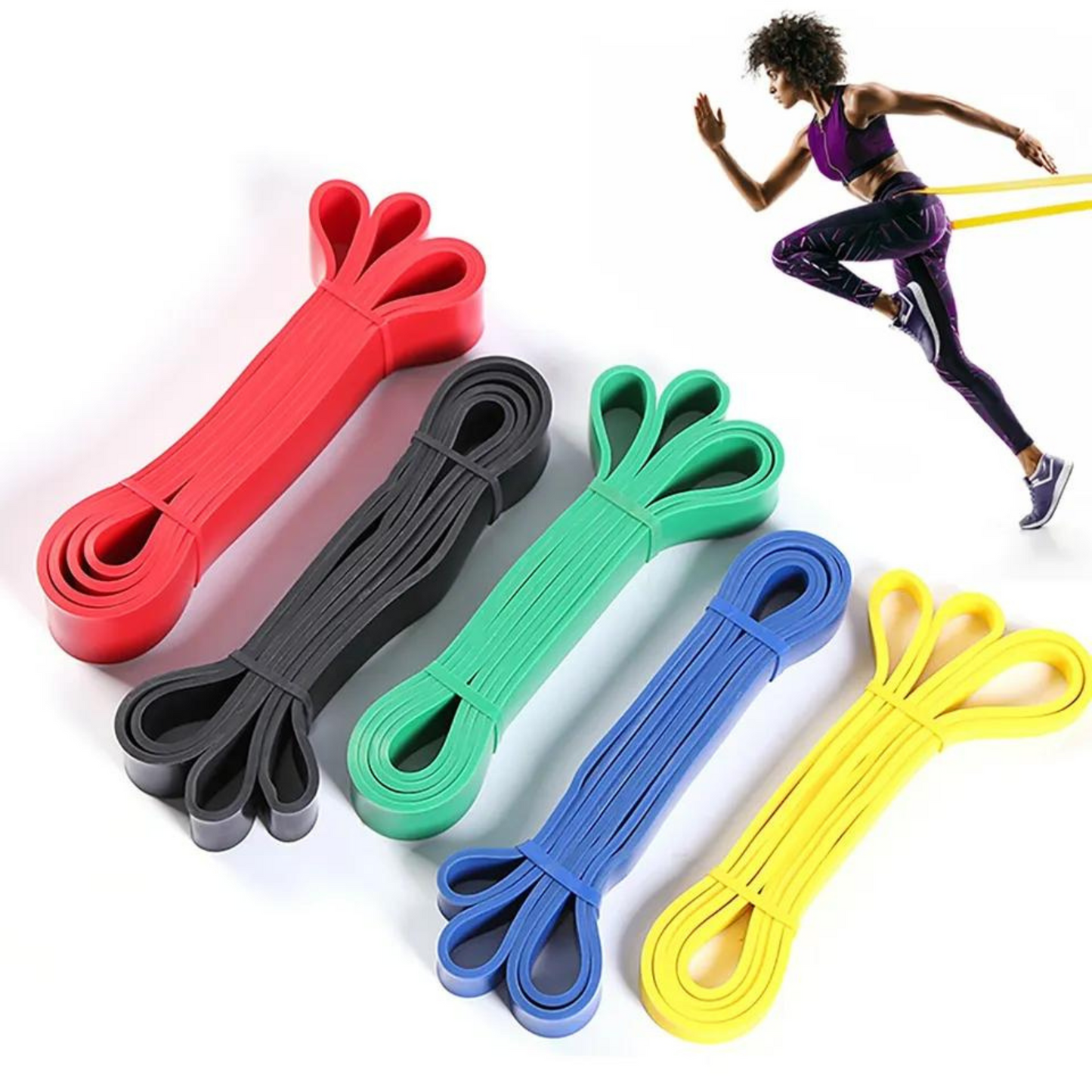 Photon Flick 5 Piece Color - Coded Resistance Bands Set – Adjustable Resistance from 5-125 lbs | Durable Latex | Ideal for Strength Training & Flexibility Exercises