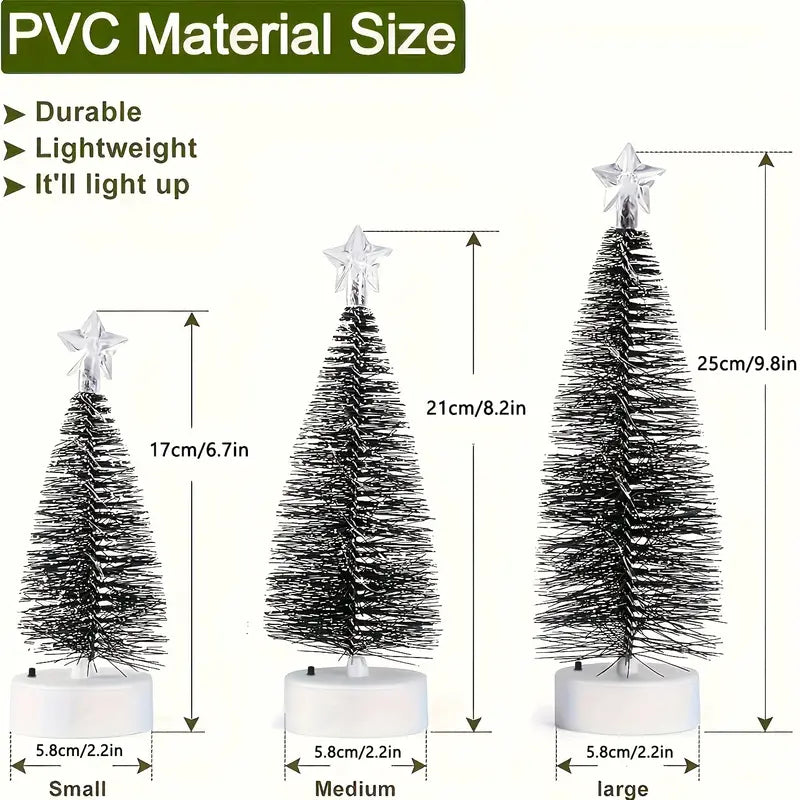 3pcs Desktop Decoration Miniature Christmas Tree Set Of 3 Sizes