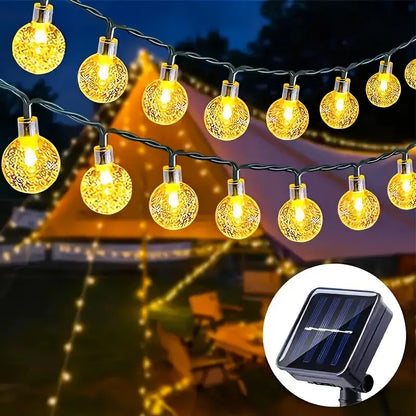 Solar String Light, 8 Modes Flashing Light Outdoor Crystal Ball Light