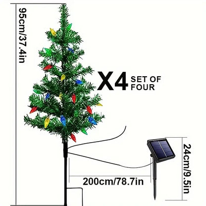 4pcs Solar Christmas Decoration Stake Lights Christmas Tree